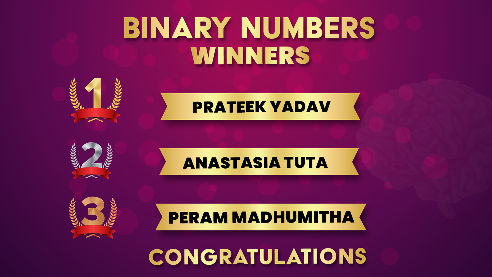 Binary Numbers Winners